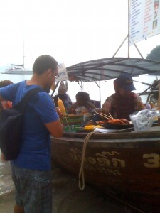 Boats selling food and drink on Pranang Cave Beach