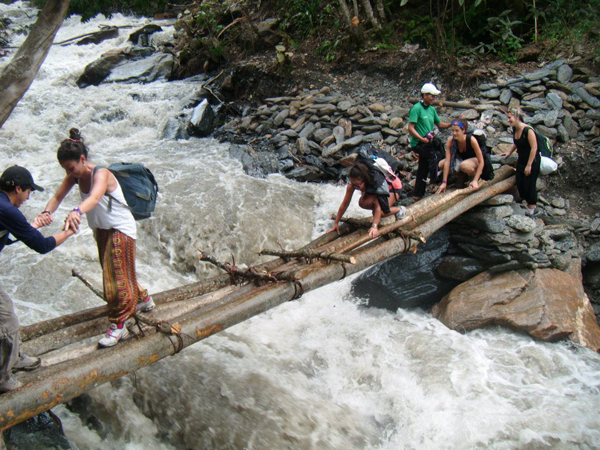 Crossing Rapids on The Inca Trail