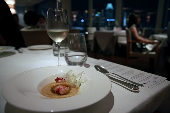 Chef Giacomo Gallina table at the Lighthouse restaurant at The Fullerton Hotel