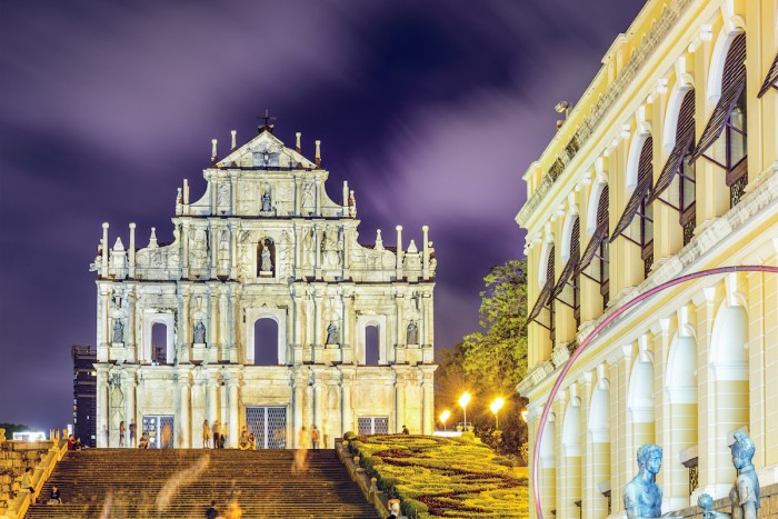 Macau, China at the Ruins of St. Paul Cathedral.