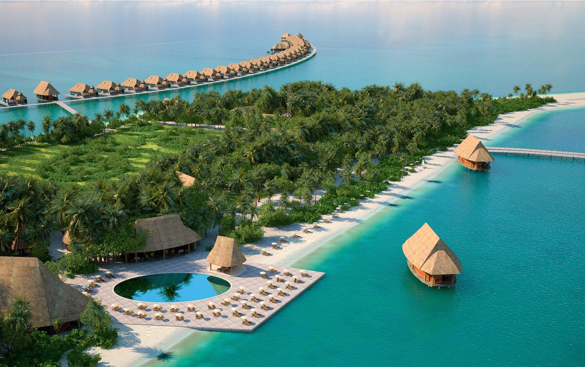 Pullman Maldives Maamutaa Resort - aerial with pool