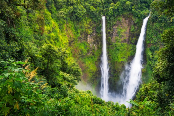 Landscape of Tad Fan waterfall in Champasak, Pakse, Laos