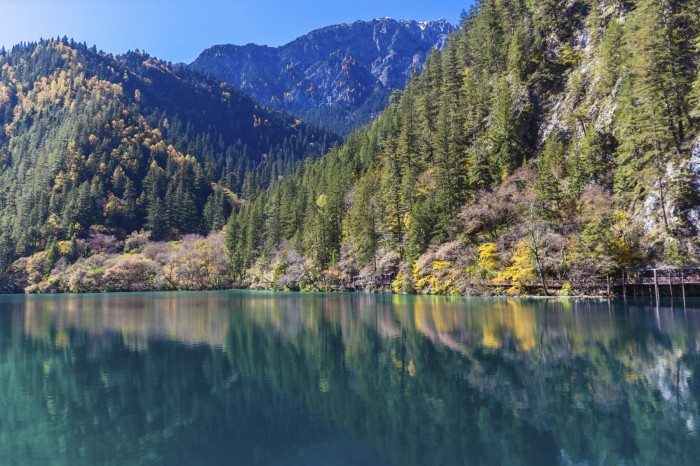 Beautiful pond in Jiuzhaigou national park, Sichuan Province, China