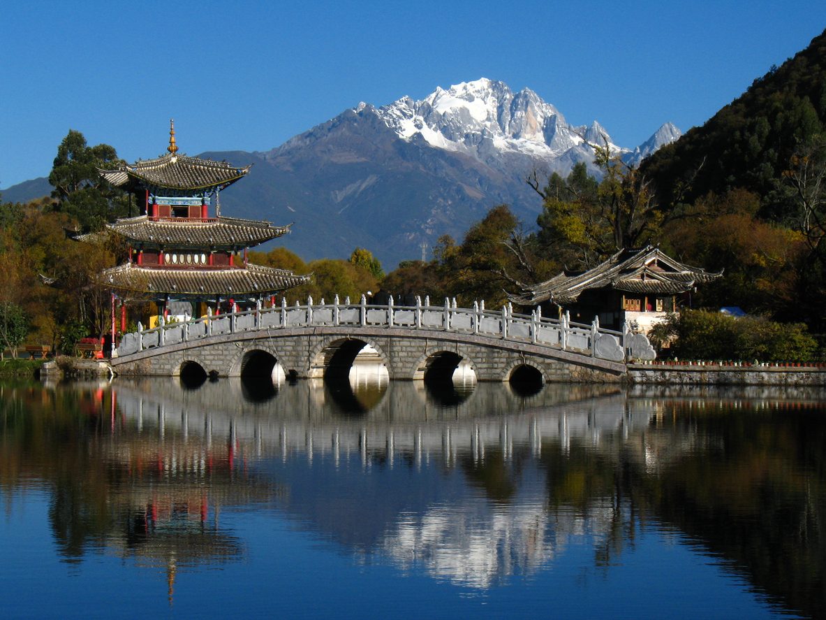 Black Dragon Pool park in Lijiang, Yunnan, China